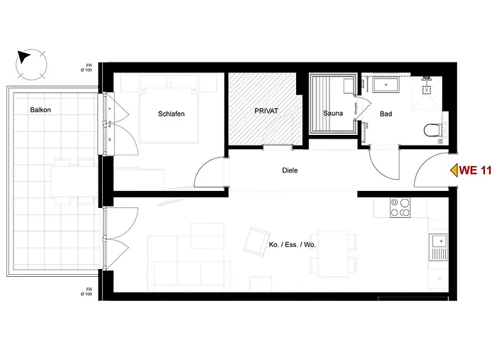 דירה Dorumer Sielhuss 11 Mit Sauna Und Balkon *